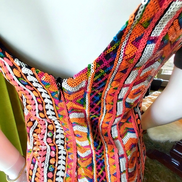 Rare London Cut-Out Midriff Sequin Dress. - Picture 9 of 14